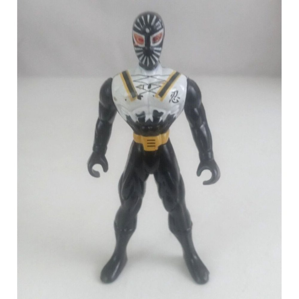 Vintage Jaru Black White & Yellow Ninja 4.25" Action Figure